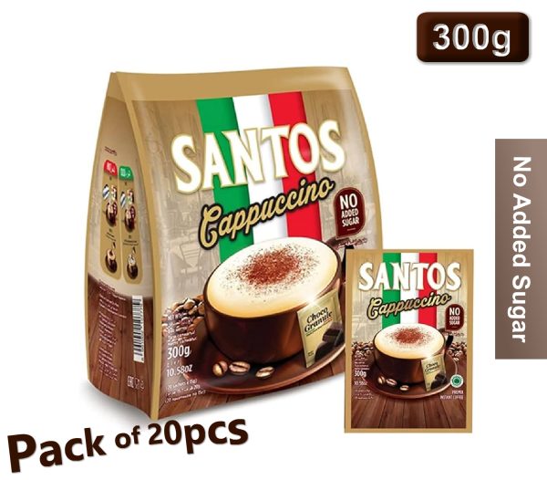 Santos Sugar Free Cappuccino Coffee 15gm - Combo of 20pcs